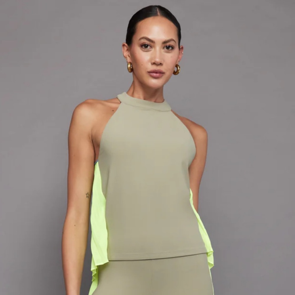 NEW Carbon 38 Pleated Back Tank Melt in Silversage / Acid Lime Size Small